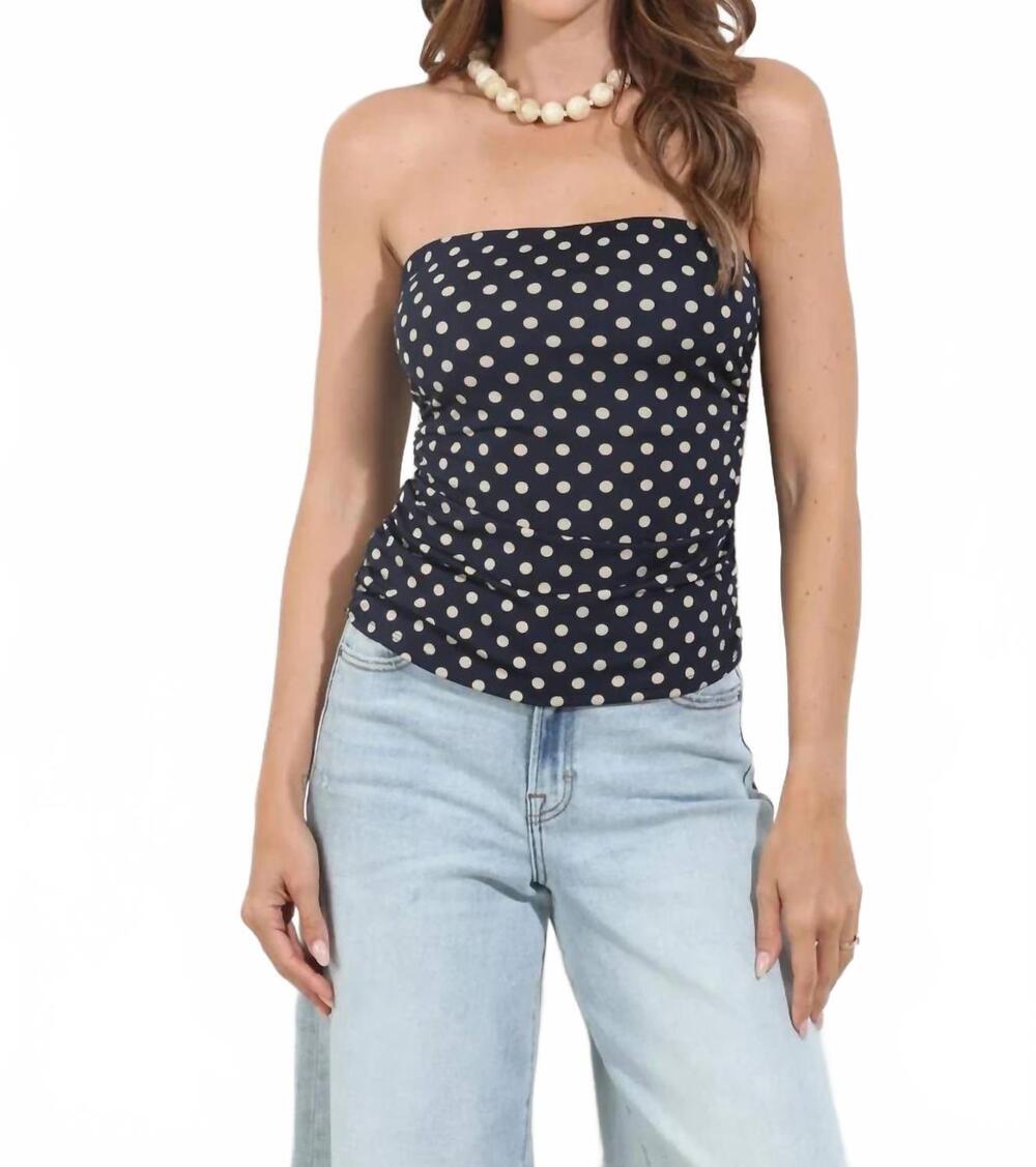 NEW VERONICA M archer tube top in navy and cream